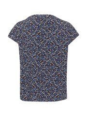 Cream Blue Tiah Cap Sleeves V-Notch Neck Blouse - Image 5 of 5