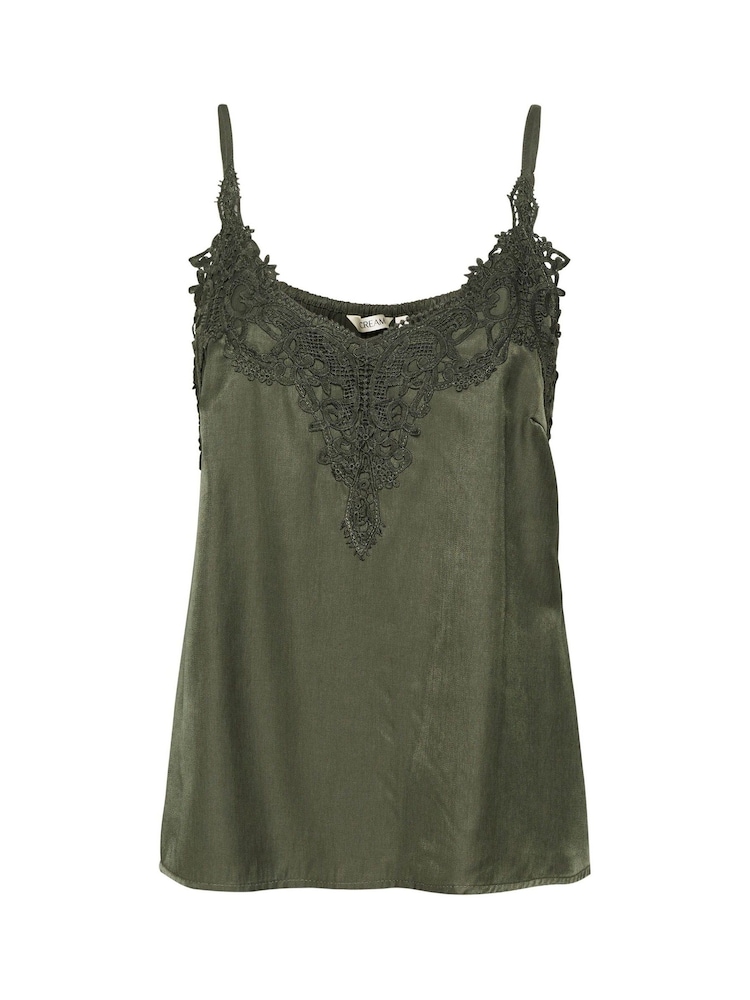Cream Green Anna Singlet Thin Strap Lace Top - Image 1 of 2