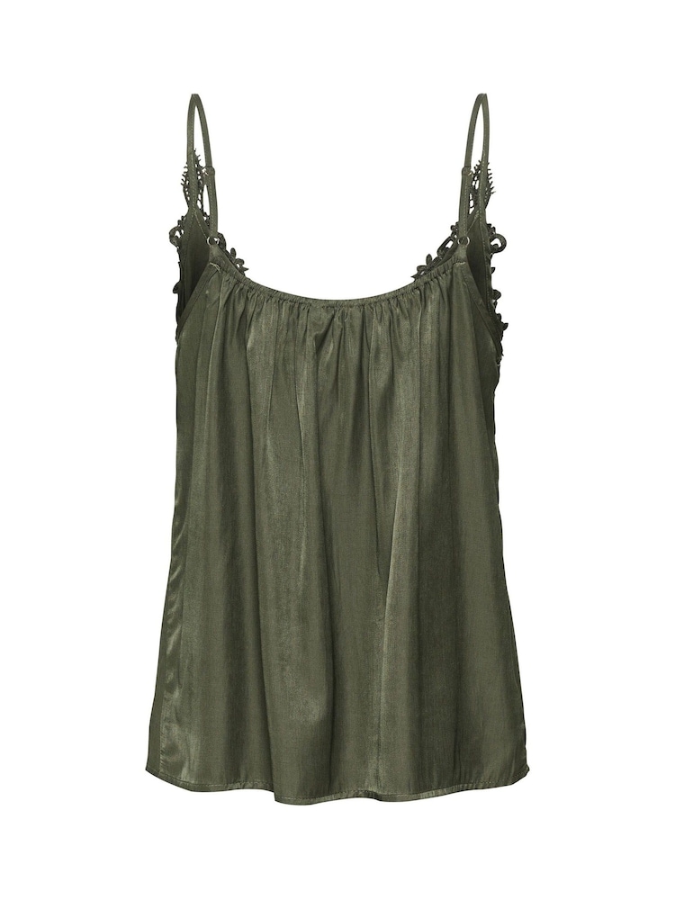 Cream Green Anna Singlet Thin Strap Lace Top - Image 2 of 2