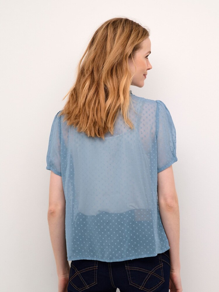 Cream Blue CRKinia Short Sleeves And Ruffles Blouse - Image 2 of 5 Cream Blue CRKinia Short Sleeves And Ruffles Blouse - Image 2 of 5