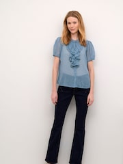 Cream Blue CRKinia Short Sleeves And Ruffles Blouse - Image 3 of 5