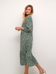 Cream Tiah 3/4 Sleeves Round Neck Maxi Black Dress - Image 1 of 6