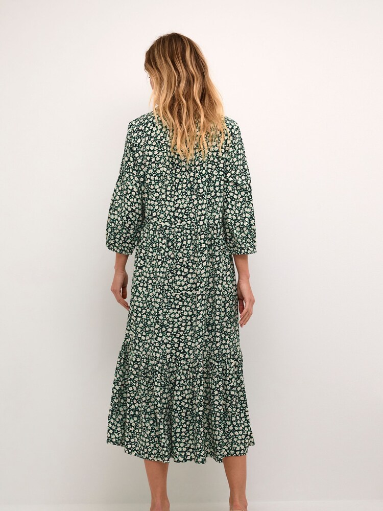 Cream Tiah 3/4 Sleeves Round Neck Maxi Black Dress - Image 2 of 6