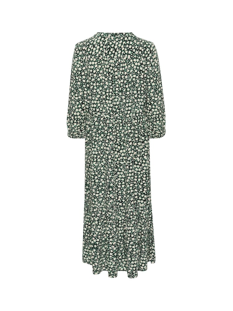 Cream Tiah 3/4 Sleeves Round Neck Maxi Black Dress - Image 6 of 6