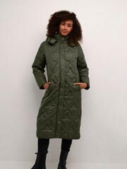Cream Green Gaiagro Hooded Zipper Puffer Coat - Image 1 of 4