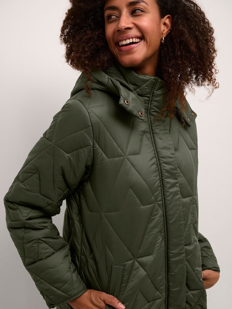 Cream Green Gaiagro Hooded Zipper Puffer Coat - Image 2 of 4