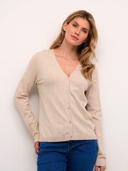 Cream Natural Dela V-Neck And Buttons Cardigan - Image 1 of 6