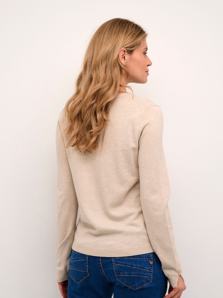 Cream Natural Dela V-Neck And Buttons Cardigan - Image 2 of 6