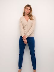 Cream Natural Dela V-Neck And Buttons Cardigan - Image 3 of 6