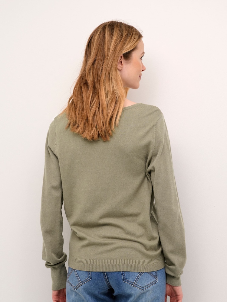 Cream Casual Fit Green Dela V-Neck Pullover Jumper - Image 2 of 6