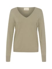 Cream Casual Fit Green Dela V-Neck Pullover Jumper - Image 5 of 6