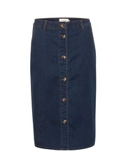 Cream Pencil Fit Blue Visti Buttons Denim Skirt - Image 5 of 6