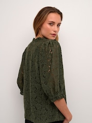 Cream Green CRKaspis Lace Half Sleeves Sheer Blouse - Image 2 of 4