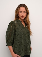 Cream Green CRKaspis Lace Half Sleeves Sheer Blouse - Image 3 of 4