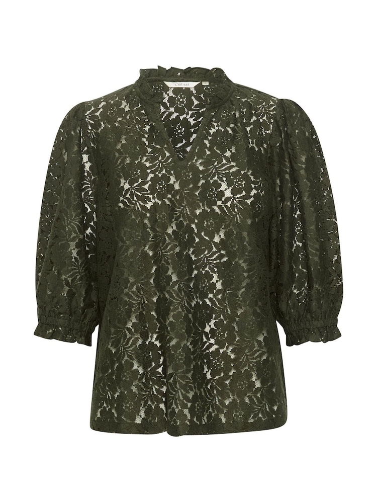 Cream Green CRKaspis Lace Half Sleeves Sheer Blouse - Image 4 of 4