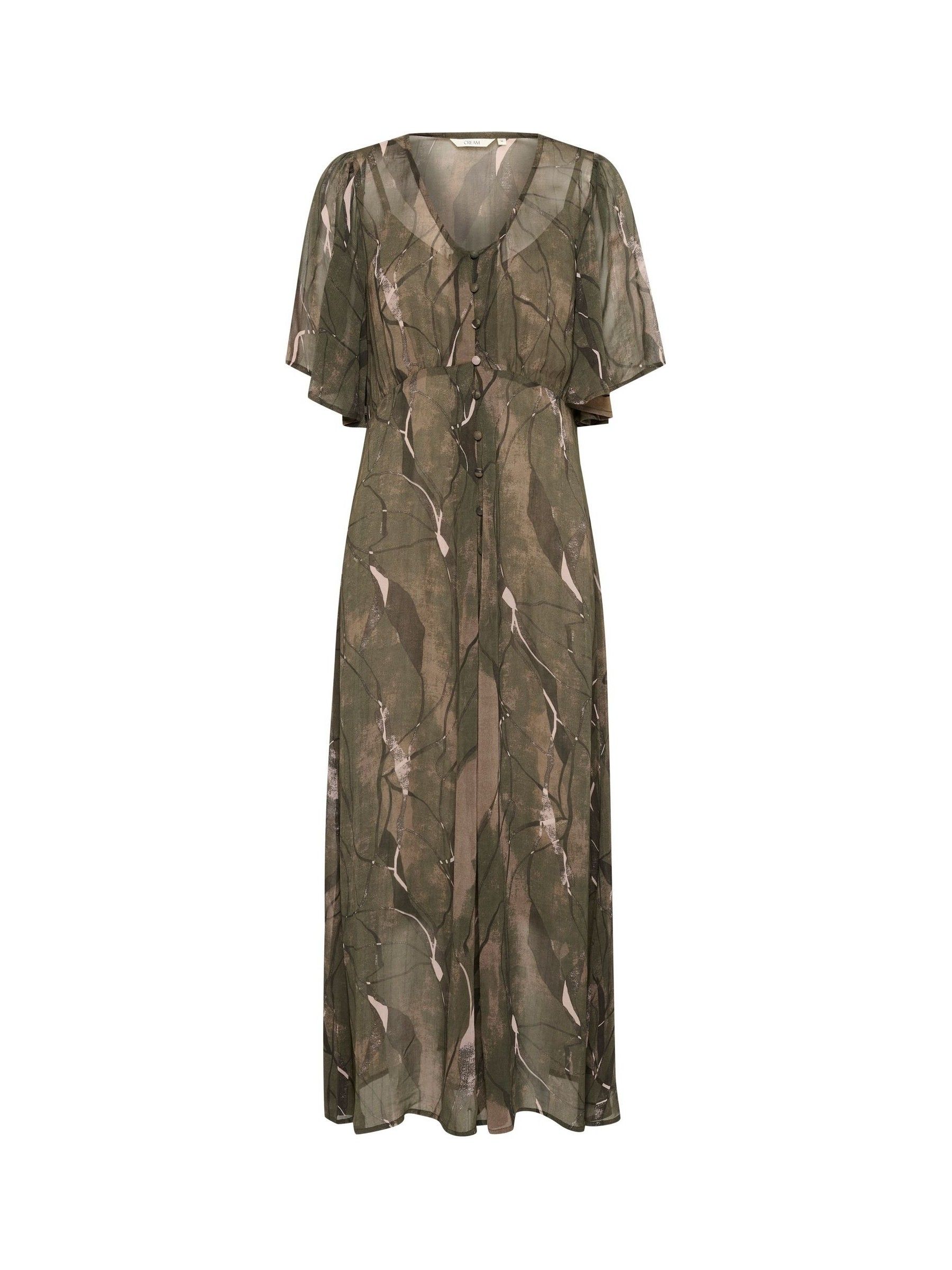 Buy Cream Chery Buttons Chiffon V-Neck Green Dress from the Next UK online  shop