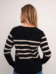 Cream Dela V-Neck Buttons Printed Black Cardigan - Image 2 of 6