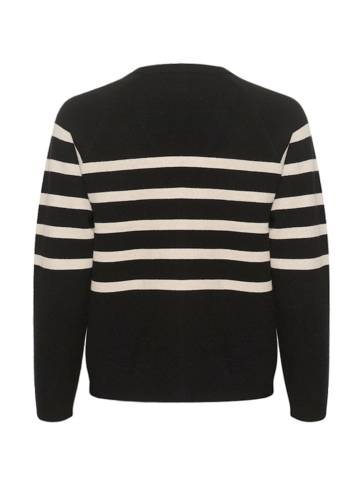 Cream Dela V-Neck Buttons Printed Black Cardigan - Image 6 of 6