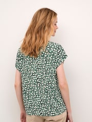 Cream Tiah Cap Sleeves V-Notch Neck Black Blouse - Image 2 of 5