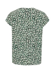 Cream Tiah Cap Sleeves V-Notch Neck Black Blouse - Image 5 of 5
