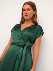 Cream Green Loretta Short Sleeve Wrap Dress - Image 3 of 5