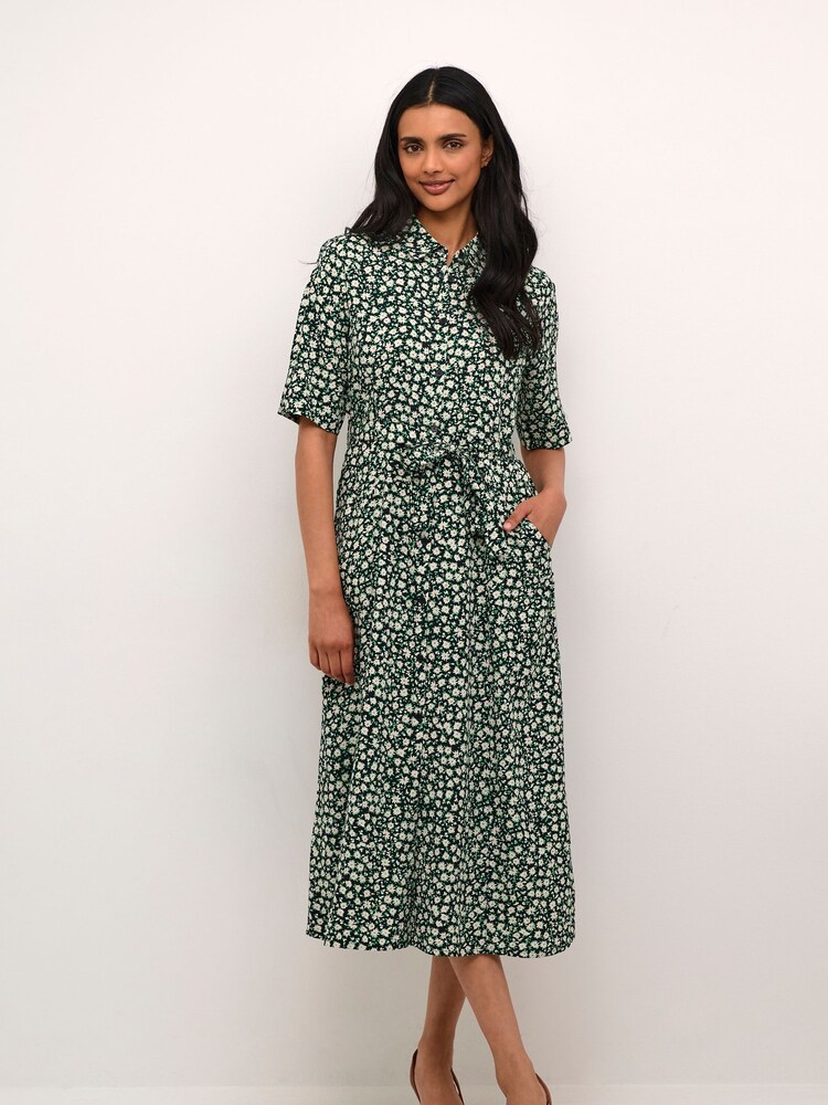 Cream CRTiah Half Sleeves Maxi Shirt Black Dress - Image 1 of 5