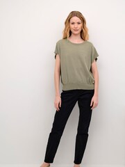 Cream Casual Fit Green Dela Round Neck Slipover Jumper - Image 3 of 6