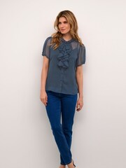 Cream CRKinia Short Sleeves And Ruffles Black Blouse - Image 4 of 6