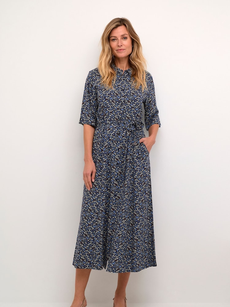 Cream Blue CRTiah Half Sleeves Maxi Shirt Dress - Image 2 of 6