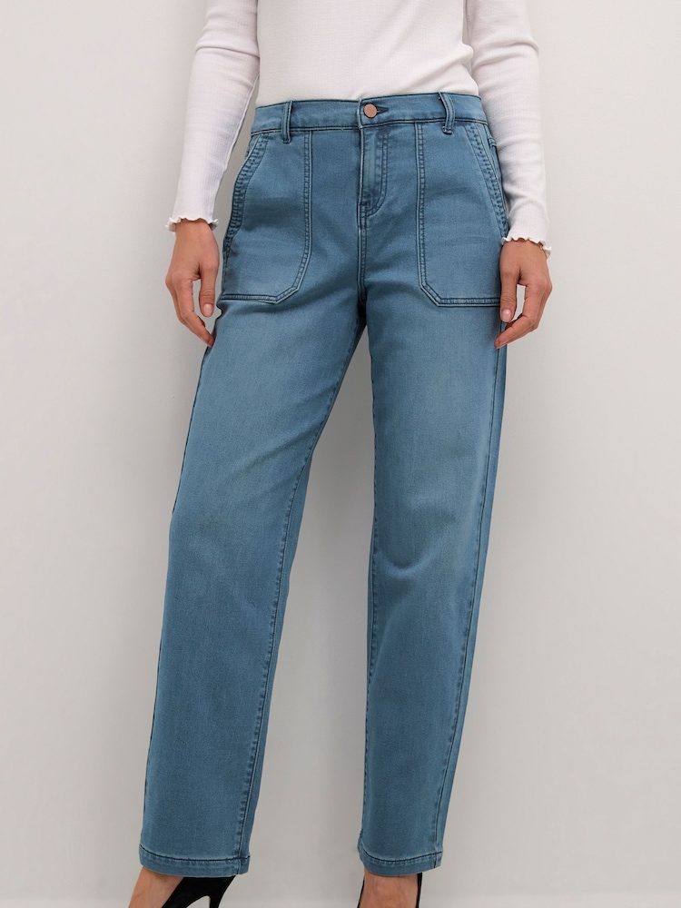 Cream Regular Fit Blue Stacia Straight Legs Jeans - Image 1 of 6