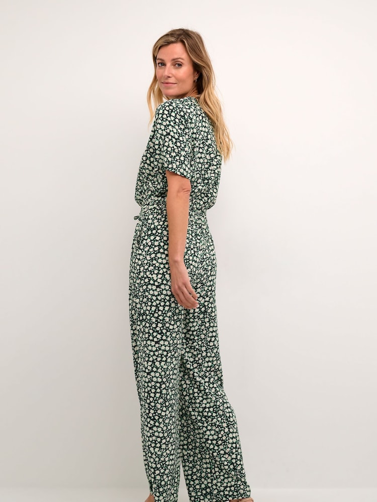 Cream Tiah V-Neck Short Sleeves Black Jumpsuit - Image 2 of 7 Cream Tiah V-Neck Short Sleeves Black Jumpsuit - Image 2 of 7