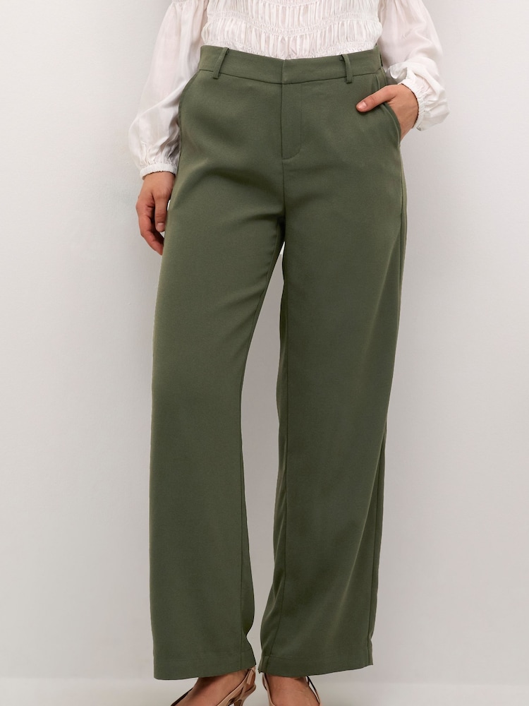 Cream Green Cocamia High Waisted Wide Legs Trousers - Image 1 of 6