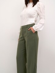 Cream Green Cocamia High Waisted Wide Legs Trousers - Image 3 of 6