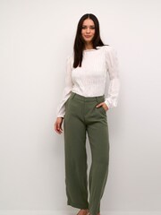 Cream Green Cocamia High Waisted Wide Legs Trousers - Image 4 of 6