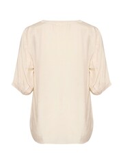 Cream Natural Ariana V-Notch Neck Half Sleeve Blouse - Image 6 of 6