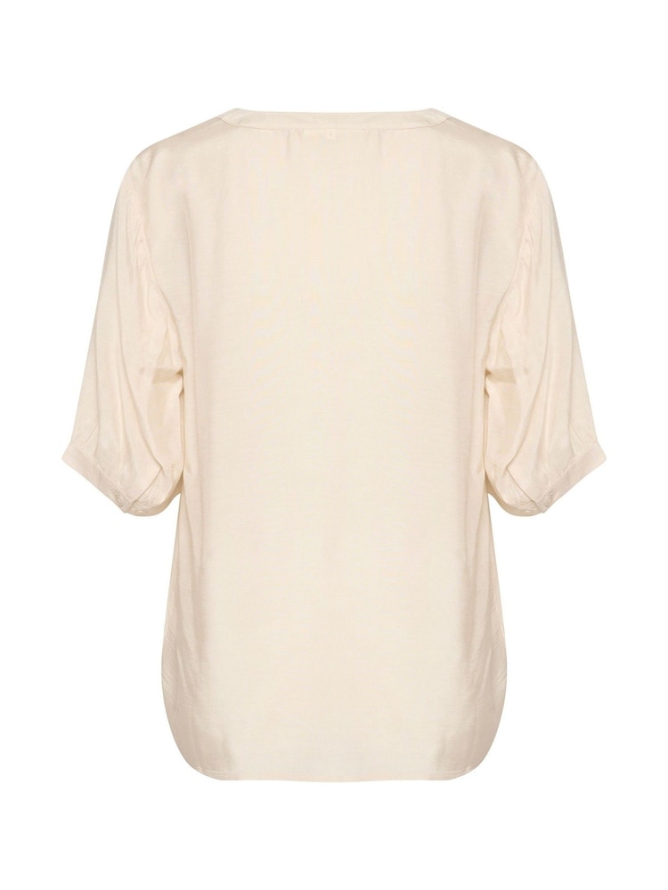 Cream Natural Ariana V-Notch Neck Half Sleeve Blouse - Image 6 of 6