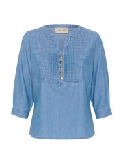 Cream Blue Marion 3/4 Sleeves Denim 100% Cotton Blouse - Image 5 of 6