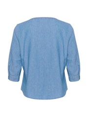 Cream Blue Marion 3/4 Sleeves Denim 100% Cotton Blouse - Image 6 of 6