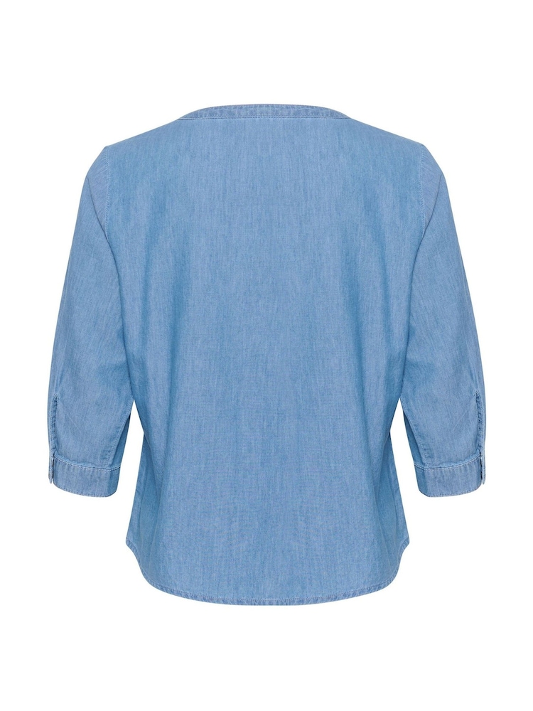 Cream Blue Marion 3/4 Sleeves Denim 100% Cotton Blouse - Image 6 of 6