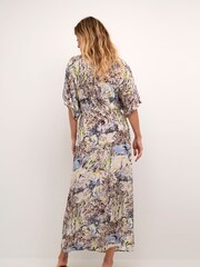 Cream Kimmi V-Neck Half Sleeves Maxi Multi Dress - Image 2 of 6