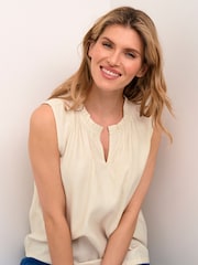Cream Natural CRLiselin V-Notch Neck Sleeveless Blouse - Image 2 of 4