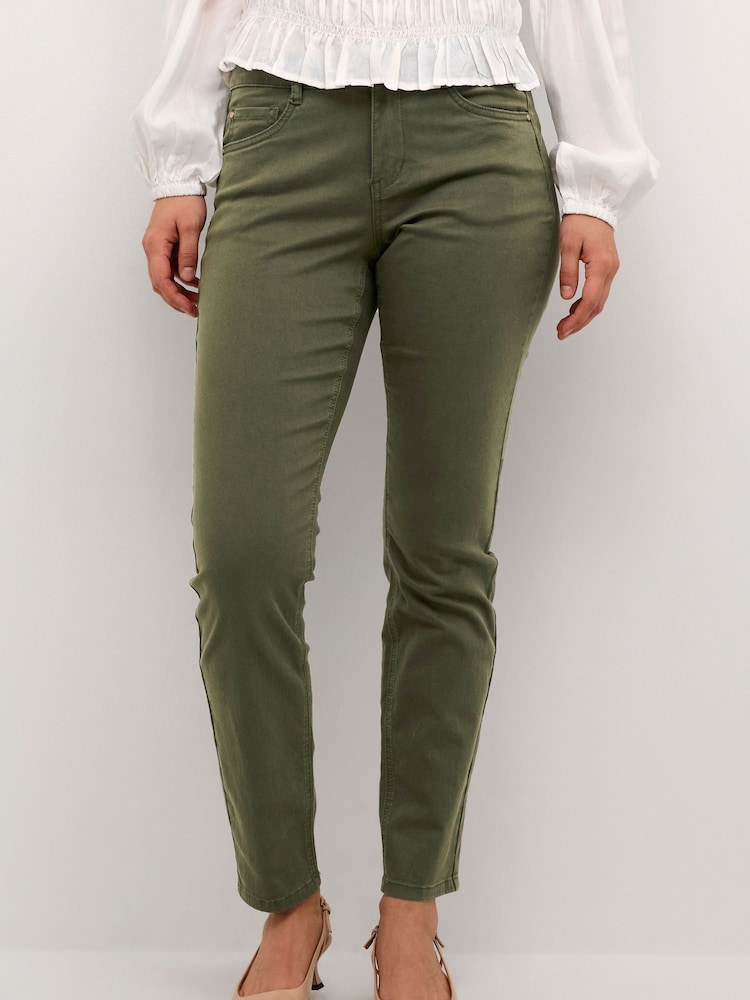 Cream Slim Fit Green Ann Full Length Twill Jeans - Image 1 of 6