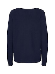 Cream Casual Fit Blue Sillar V-Neck Pullover 100% Cotton Jumper - Image 6 of 6