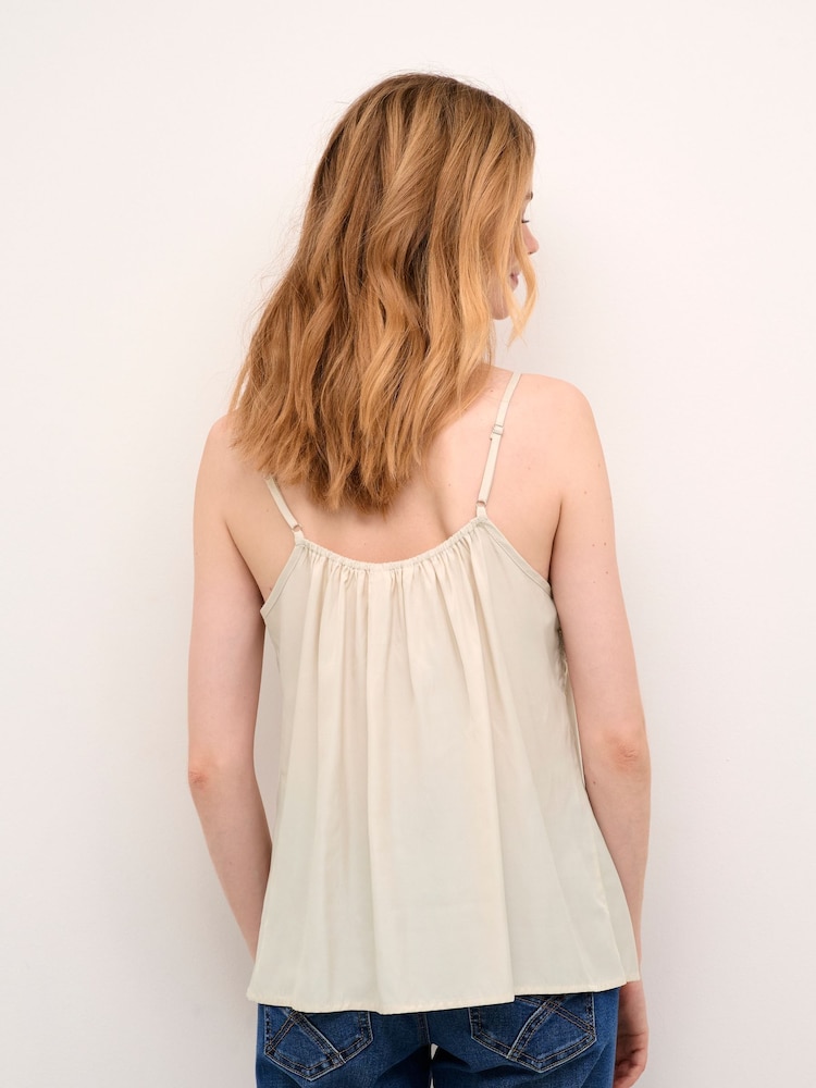 Cream Natural Anna Singlet Thin Strap Lace Top - Image 2 of 5