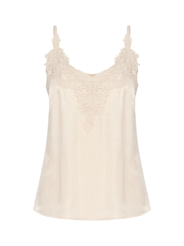 Cream Natural Anna Singlet Thin Strap Lace Top - Image 5 of 5