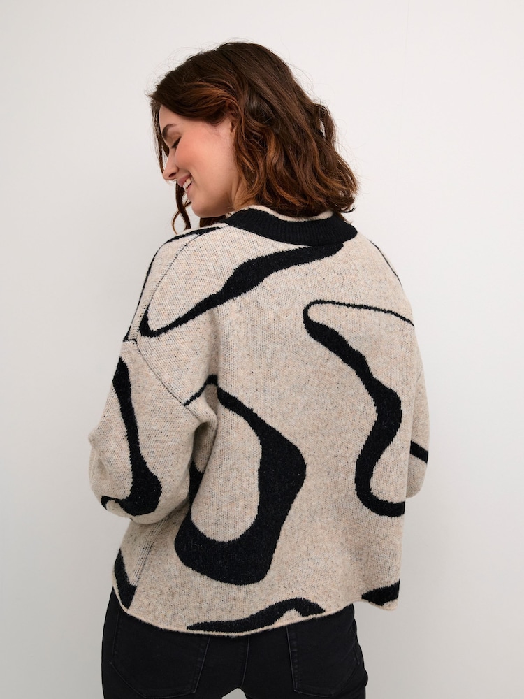 Kaffe Casual Fit Wilma Printed Black Pullover Jumper - Image 2 of 6