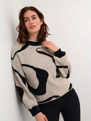 Kaffe Casual Fit Wilma Printed Black Pullover Jumper - Image 3 of 6