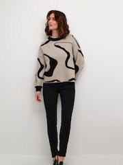 Kaffe Casual Fit Wilma Printed Black Pullover Jumper - Image 4 of 6