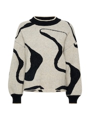 Kaffe Casual Fit Wilma Printed Black Pullover Jumper - Image 5 of 6