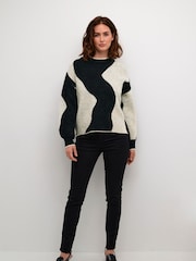 Kaffe Casual Fit Wilma Printed Black Pullover Jumper - Image 2 of 5